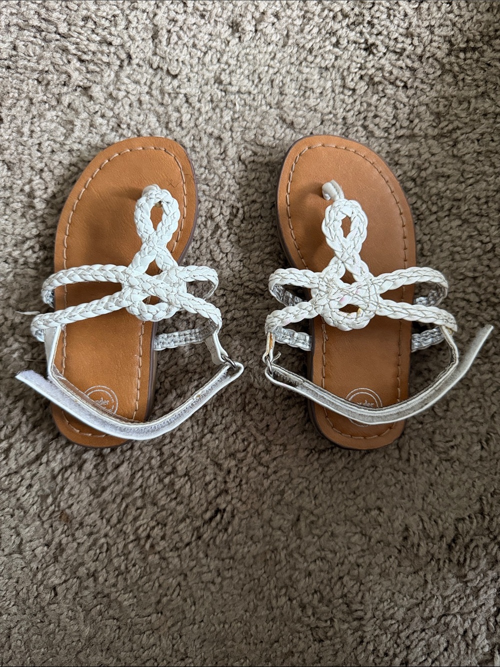 wonder nation White Braided Strap Tan Sandals